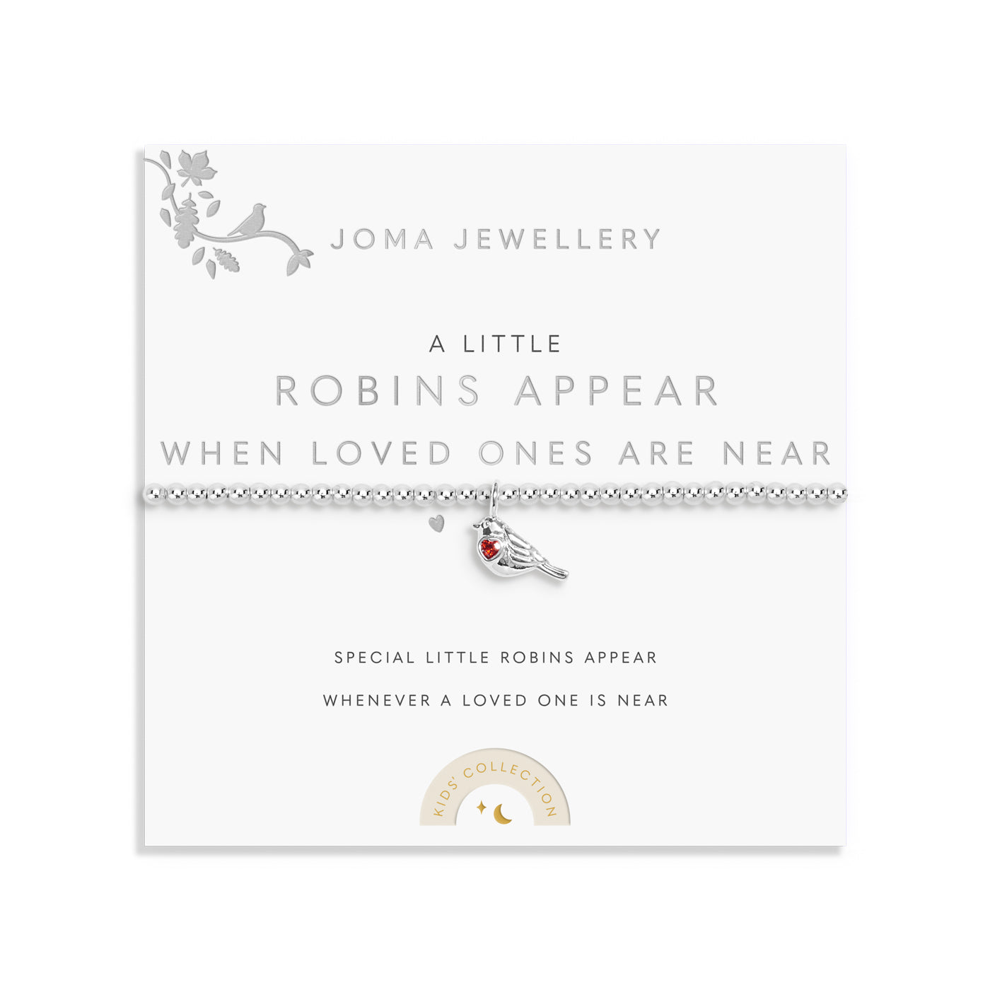 Joma Jewellery Kids' A Little | Robins Appear When Loved Ones Are Near | Silver Plated | Bracelet | 15.5cm Stretch