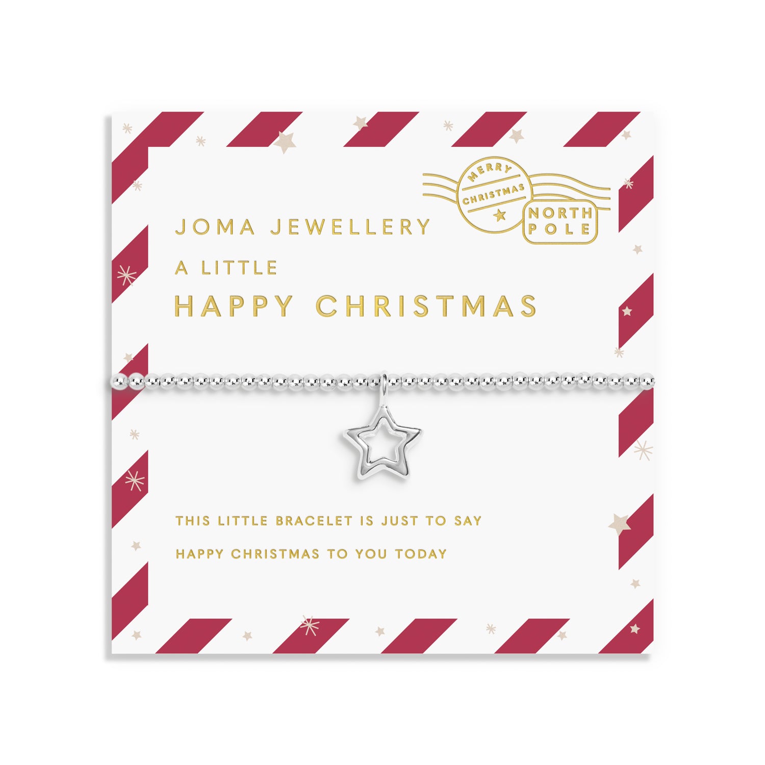 Joma Jewellery Kids' Stocking A Little Gift Set | Happy Christmas | Silver Plated | Bracelet & Set Of 2 Hair Clips | 15.5cm Stretch