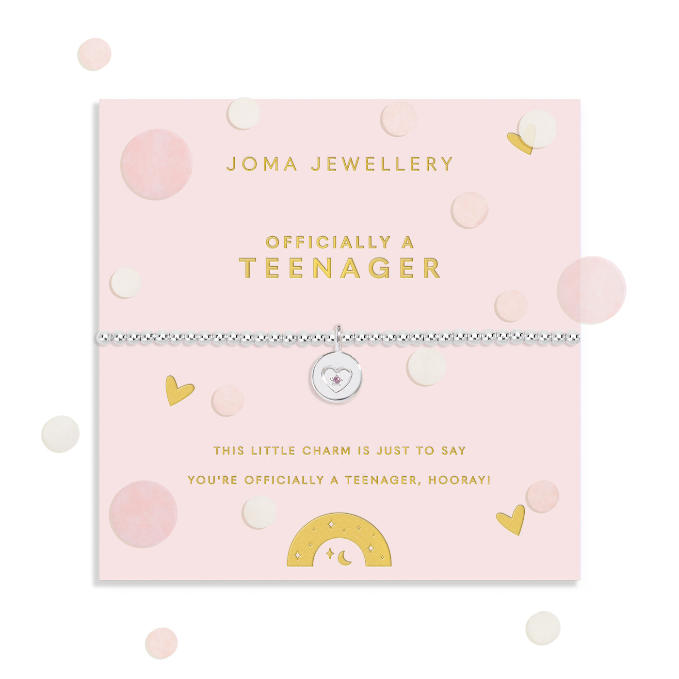 Joma Jewellery Kids' Confetti A Little | Officially A Teenager | Silver Plated | Bracelet | 15.5cm Stretch