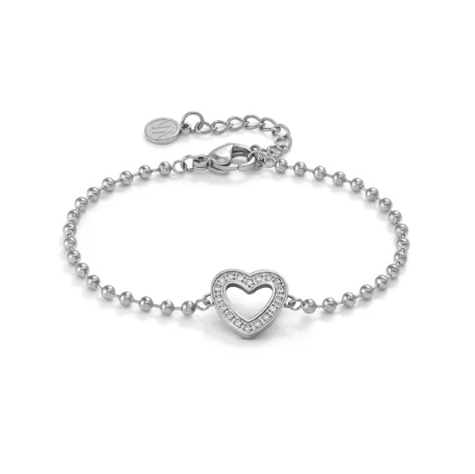 Nomination Italy Silver bracelet with heart and c/z stone on a white background