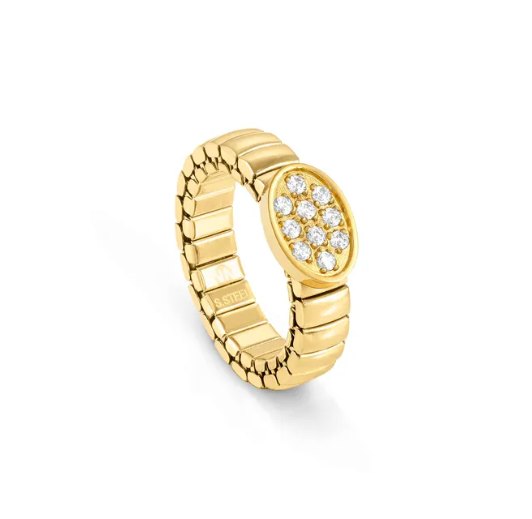 Nomination Italy Gold plated oval stoned ring with cubic zirconia.