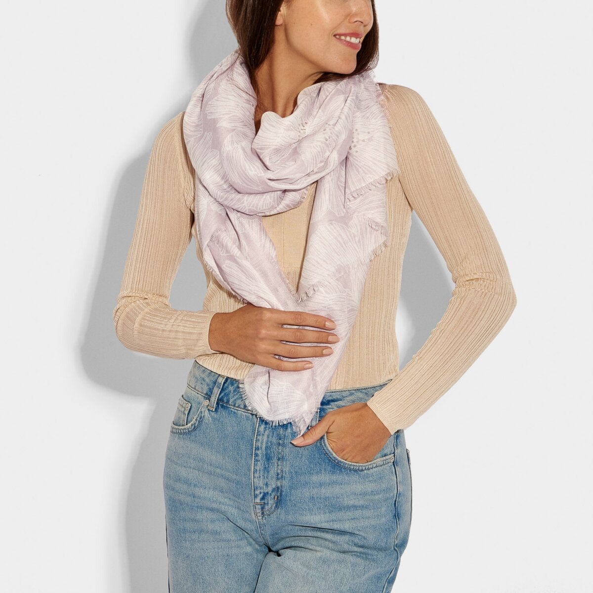 Katie Loxton Scarf Katie Loxton Scarf - Line Floral - Lilac and Silver
