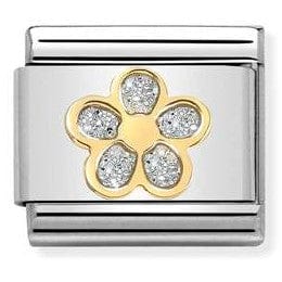 Nomination Italy 030220/06 Classic GLITTER ,steel, enamel, bonded yellow gold SILVER flower