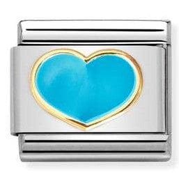 Nomination Italy 030283/25 Classic LOVE s/Steel. Enamel, 18k gold TURQUOISE heart
