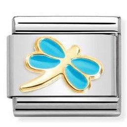 Nomination Italy 030285/58 Classic steel, enamel, 18k gold TURQUOISE dragonfly