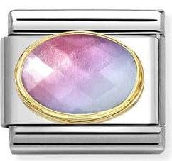 Nomination Italy 030612/035 Classic FACETED STONES, steel,18k gold LIGHT BLUE ROSE