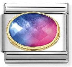 Nomination Italy 030612/036 Classic FACETED STONES, steel,18k gold LIGHT BLUE RED