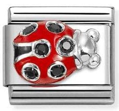 Nomination Italy 330321/11 Classic S/steel, enamel,CZ, 925 sterling silver Ladybug red BLACK