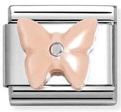 Nomination Italy 330509/14 Classic STONE, steel, 925 sterling silver Butterfly in PINK RESIN