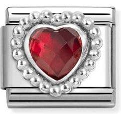 Nomination Italy 330606/005 Classic FACETED STONES, steel, 925 silver HEART with DOTS RICH SETTING RED