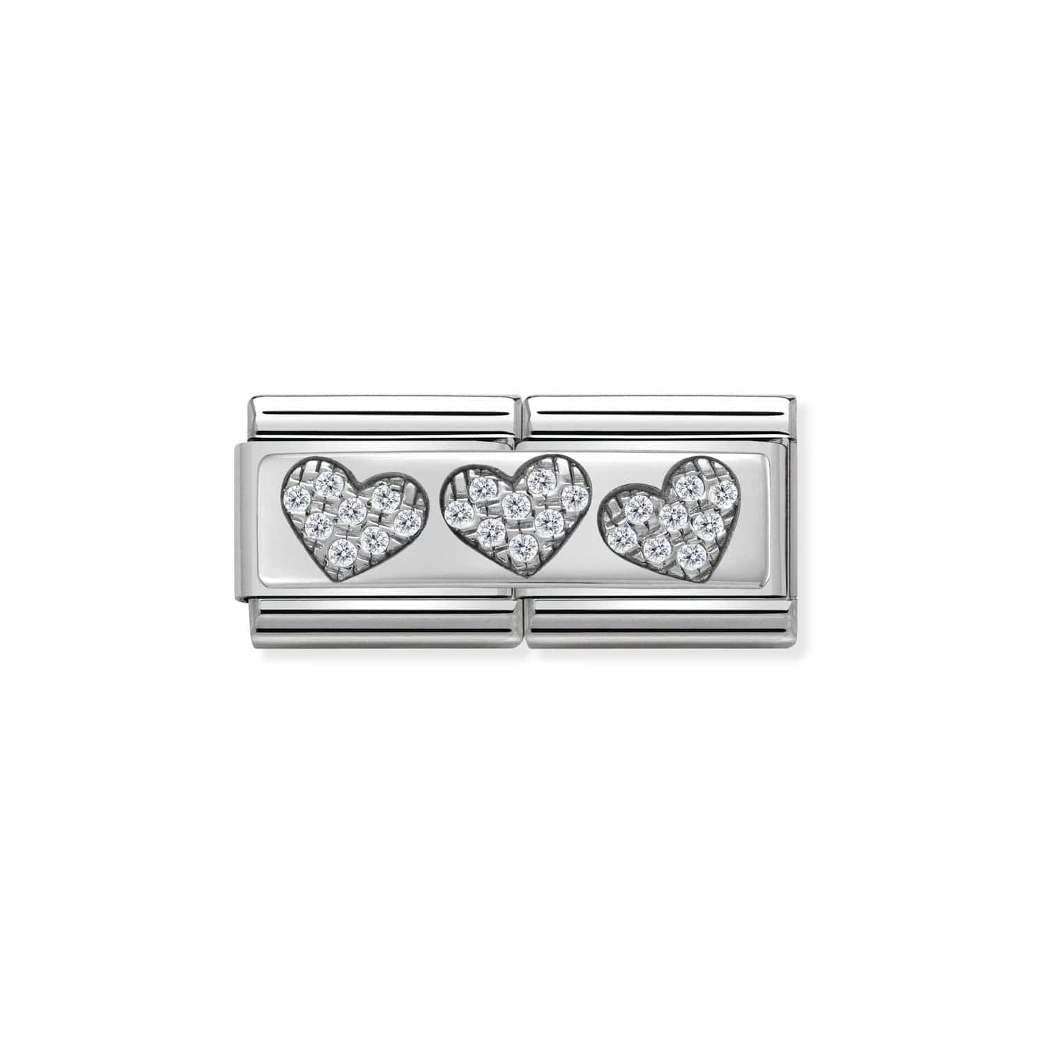 Nomination Italy 330732/02 Classic Silver & CZ Double Rich 3 Hearts