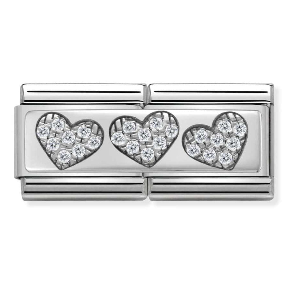 Nomination Italy 330732/02 Classic Silver & CZ Double Rich 3 Hearts