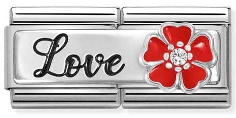 Nomination Italy 330734/14 DOUBLE Classic DETAILED steel, enamel, cz,925 sterling silver Love with flower
