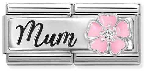 Nomination Italy 330734/18 DOUBLE Classic DETAILED steel, enamel, cz 925 sterling silver Mum with flower