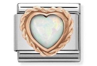 Nomination Italy 430509/22 Classic HEART, RICH SETTING, stainless steel,9ct gold WHITE OPAL