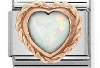 Nomination Italy 430509/22 Classic HEART, charm with stainless steel, 9ct gold and WHITE OPAL