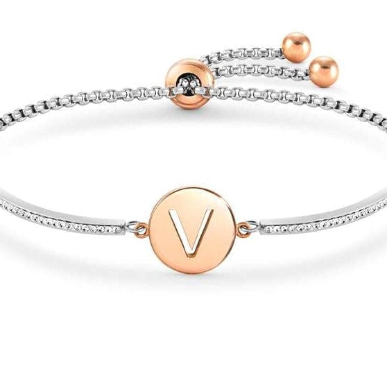 Nomination Italy Bracelet MILLELUCI bracelet S/steel,CZ, LETTER V 028007/022