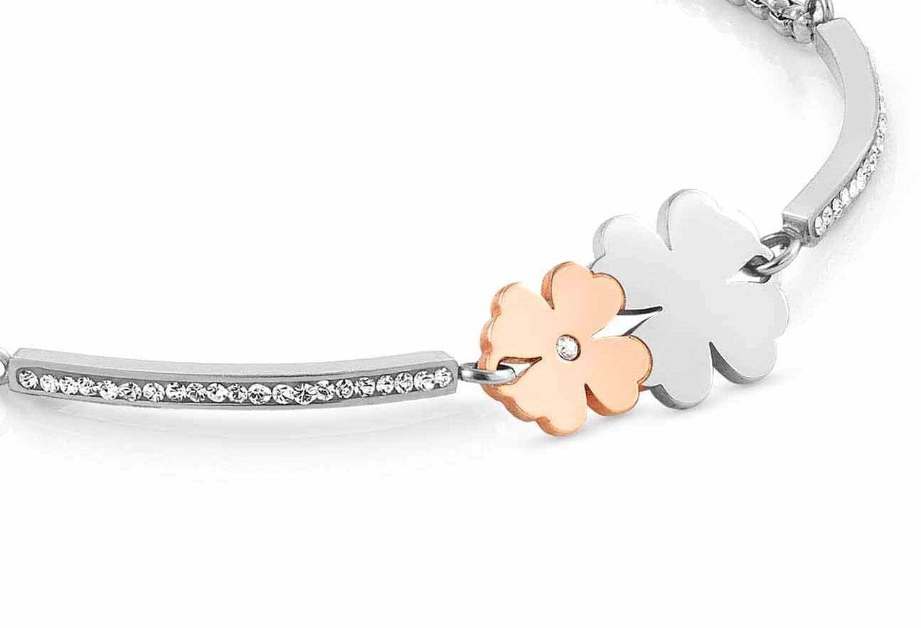 Nomination Italy Bracelets 028004/052 MILLELUCI bracelet S/steel,CZ,ROSEGOLD Double shamrocks