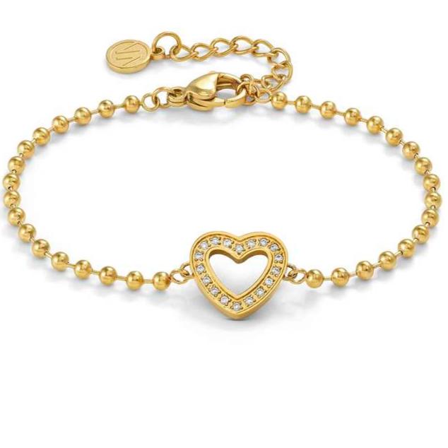 Nomination Italy Bracelets SOFFIO D'AMORE bracelets in steel with fin. YELLOW GOLD and cubic zirconia Heart