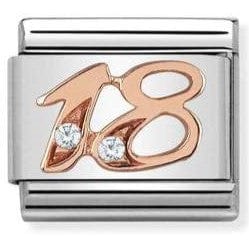 Nomination Italy Charm 430315/18 Classic NUMBER 18 steel zircon & 9ct Rose gold