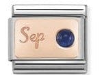 Nomination Italy Charm 430508/09 Classic S. Steel & 9ct Rose Gold September SAPPHIRE