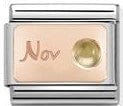 Nomination Italy Charm 430508/11 Classic S. Steel & 9ct Rose Gold November CITRINE