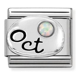 Nomination Italy charms 330505/10 Classic ,S/steel,silver,stones October WHITE OPAL