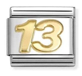 Nomination Italy Composable Gold 030109/44 Classic DAILY LIFE,stainless steel, 18k gold number 13