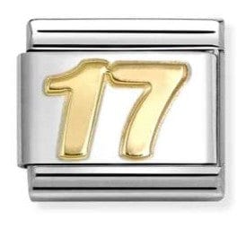 Nomination Italy Composable Gold 030109/45 Classic DAILY LIFE,stainless steel,18k gold number 17