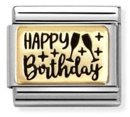 Nomination Italy Composable Gold 030166/60 Classic PLATES (IC)Steel, 18k gold Happy Birthday
