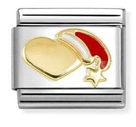 Nomination Italy Composable Gold 030225/27 CHRISTMAS , stainless steel with enamel.18k gold Heart with RED hat