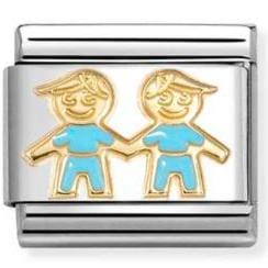 Nomination Italy Composable Gold 030272/90 Classic SYMBOLS steel, enamel and 18k gold BLUE brothers