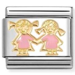 Nomination Italy Composable Gold 030272/91 Classic SYMBOLS steel, enamel and 18k gold PINK Sisters