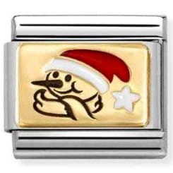 Nomination Italy Composable Gold 030289/12 Classic PLATES (IC) in steel, enamel and 18k gold Snowman RED hat