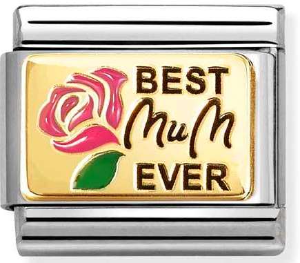 Nomination Italy Composable Gold 030289/14 Classic PLATES (IC) in steel, enamel and 18k gold Best mum ever pink PINK