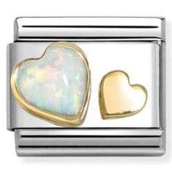 Nomination Italy Composable Gold STONES in steel and 750 gold Opal hearts 030520/10