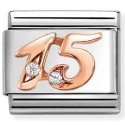 Nomination Italy Composable Rose 430315/15 Classic NUMBERS steel, zircon and 9k rose gold 15