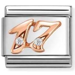 Nomination Italy Composable Rose 430315/17 Classic NUMBERS steel, zircon and 9k rose gold 17