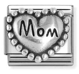 Nomination Italy Composable Silver 330101/79 Classic OXIDIZED SYMBOLS in st.steel and 925 sterling silver Heart with dots Mom