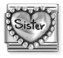 Nomination Italy Composable Silver 330101/81 Classic OXIDIZED SYMBOLS in st.steel and 925 sterling silver Heart with dots Sister
