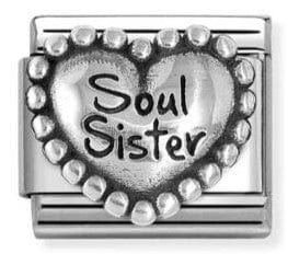 Nomination Italy Composable Silver 330101/82 Classic OXIDIZED SYMBOLS in st.steel and 925 sterling silver Heart with dots Soul Sister