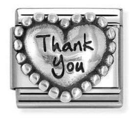 Nomination Italy Composable Silver 330101/83 Classic OXIDIZED SYMBOLS in st.steel and 925 sterling silver Heart with dots Thank you