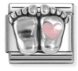 Nomination Italy Composable Silver 330204/31 Classic SYMBOLS,S/steel, enamel and 925 sterling silver Pink rounded feet baby