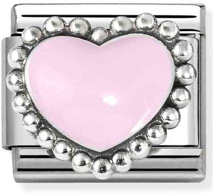 Nomination Italy Composable Silver 330204/33 Classic SYMBOLS in stainless steel, enamel and 925 sterling silver Pastel pink raised heart