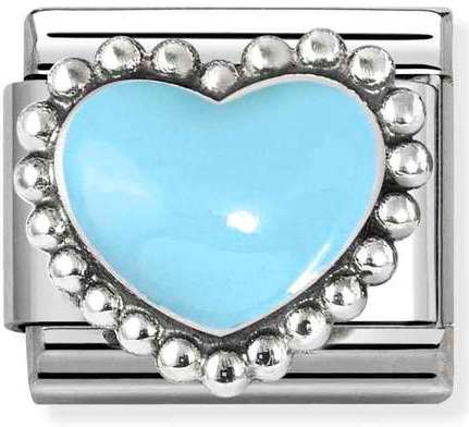 Nomination Italy Composable Silver 330204/34 Classic SYMBOLS in stainless steel, enamel and 925 sterling silver Blue raised heart