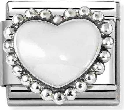 Nomination Italy Composable Silver 330204/36 Classic ,steel, enamel ,925 sterling silver White raised heart