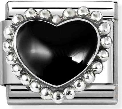 Nomination Italy Composable Silver 330204/38 Classic ,steel, enamel ,925 sterling silver Black raised heart