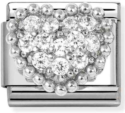 Nomination Italy Composable Silver 330322/07 CL SYMBOLS steel, Cz and 925 sterling silver RICH WHITE dot heart