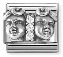 Nomination Italy Composable Silver 330326/03 Classic ZODIACO RELIEF steel,cz,925 sterling silver Gemini