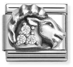 Nomination Italy Composable Silver 330326/10 Classic ZODIACO RELIEF steel, CZ,925 sterling silver Capricorn